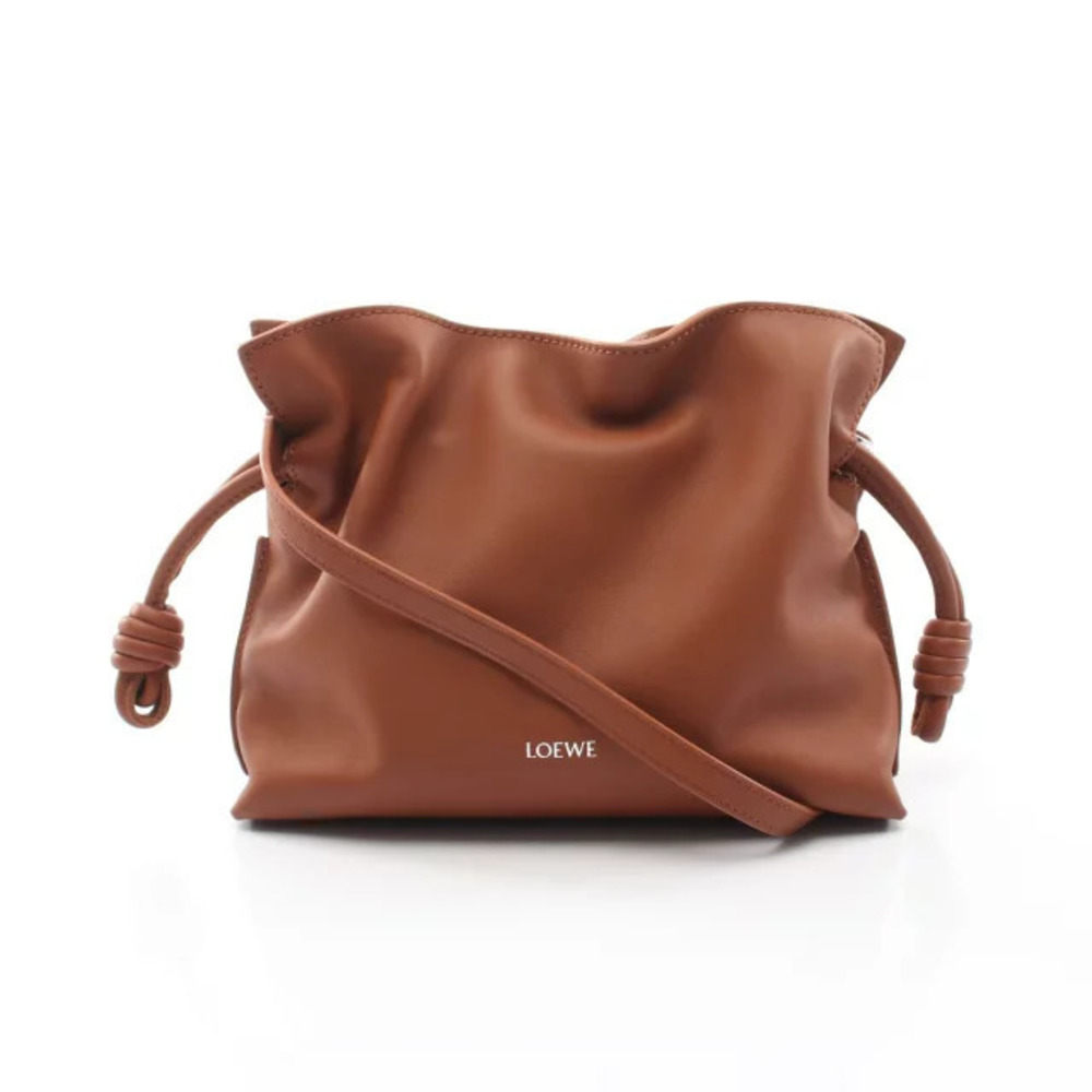 Loewe Flamenco Clutch Shoulder Bag Leather Brown